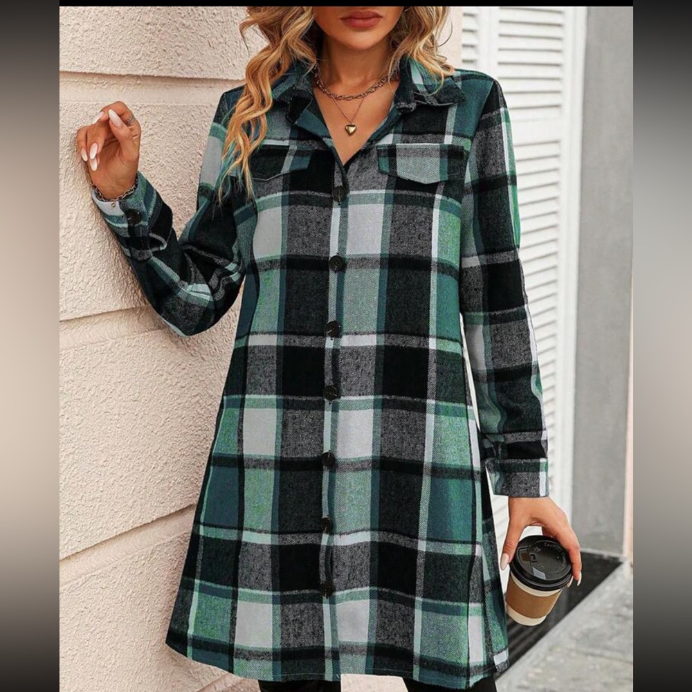 Boho plaid button down jacket - Picture 4 of 5